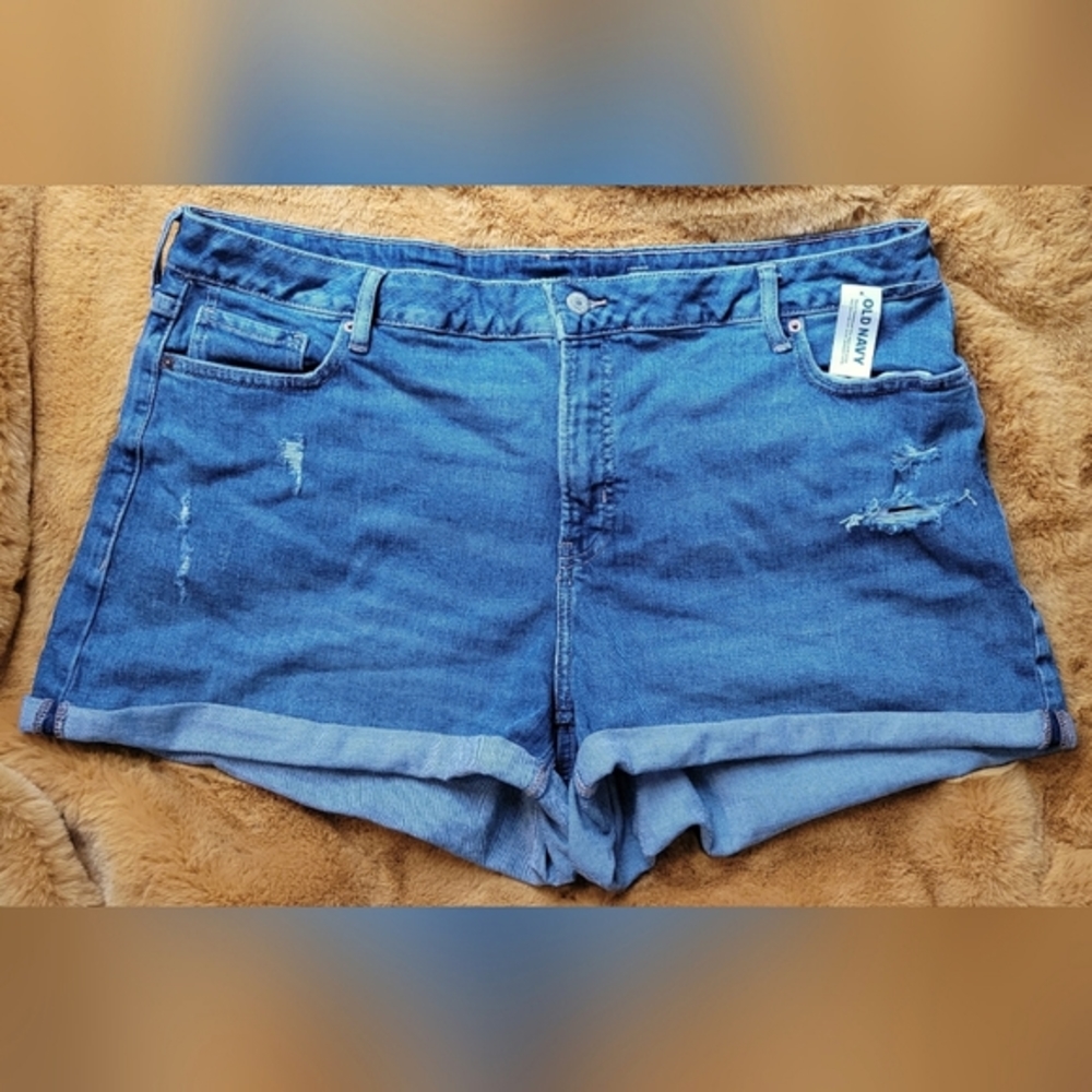 NWT Old Navy Curvy High Rise Button Fly Denim Shorts 22W 22